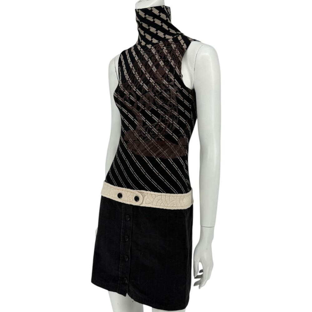 Custo Barcelona Sleeveless High-Neck Mixed-Media Mini Dress – Size 2 - Picture 4 of 16